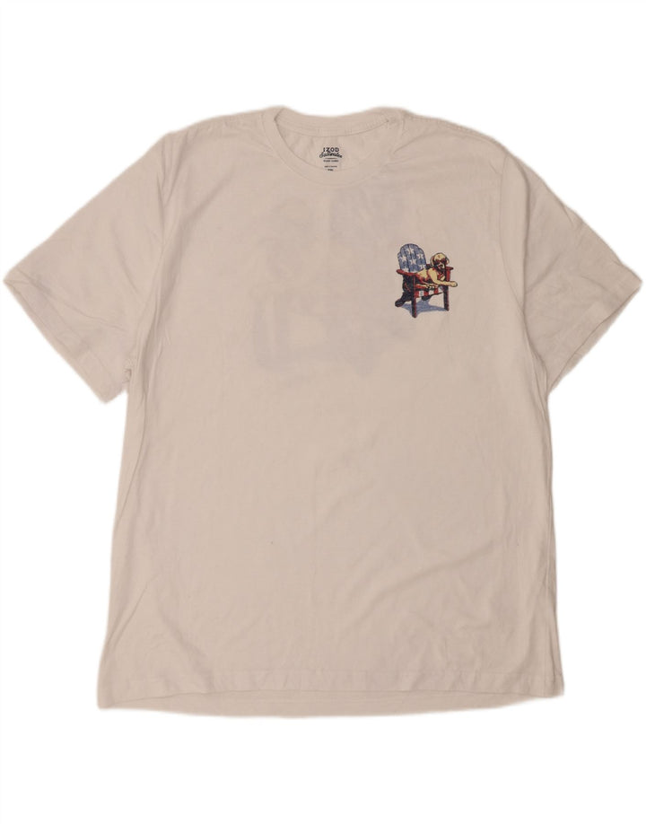 IZOD Mens Relaxed Classics Graphic T-Shirt Top 2XL White Cotton Vintage Izod and Second-Hand Izod from Messina Hembry 
