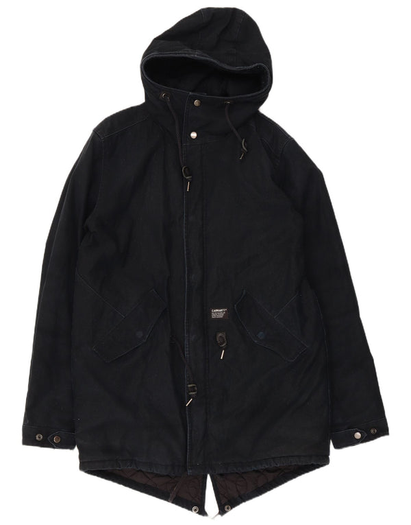 Męska kurtka parka z kapturem Carhartt UK 40, duża, granatowa, nylonowa