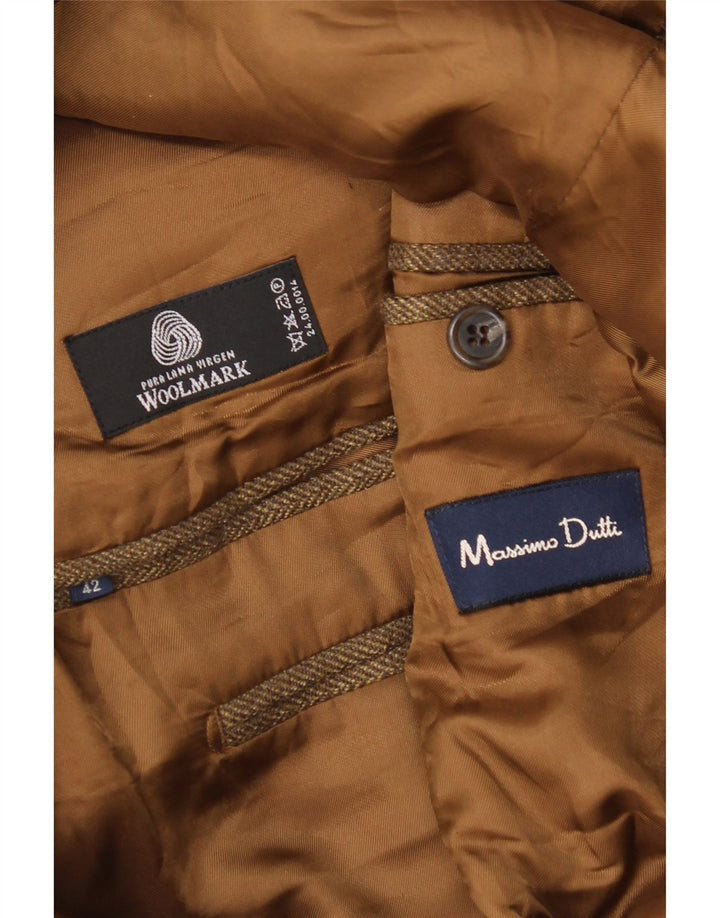 Męska marynarka zapinana na 3 guziki Massimo Dutti, rozmiar 42, duża, beżowa jodełka