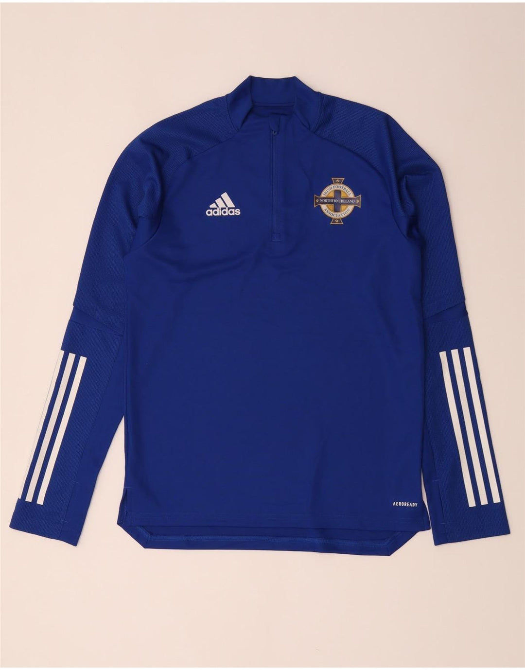 Dres męski adidas do piłki nożnej irlandzkiej z zamkiem błyskawicznym na szyi, mały niebieski