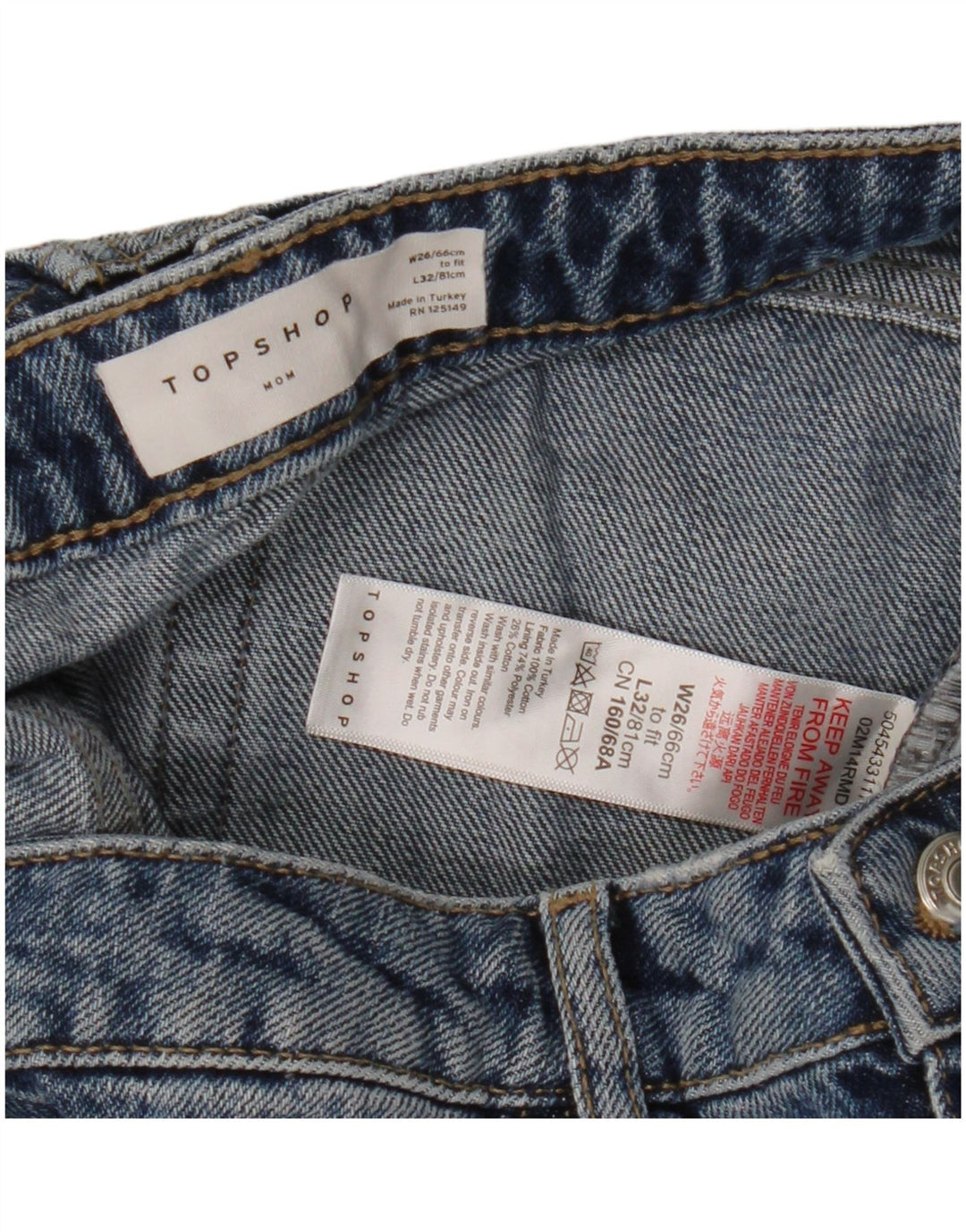Damskie jeansy damskie Topshop Mom w trudnej sytuacji W26 L28 Niebieskie, bawełniane