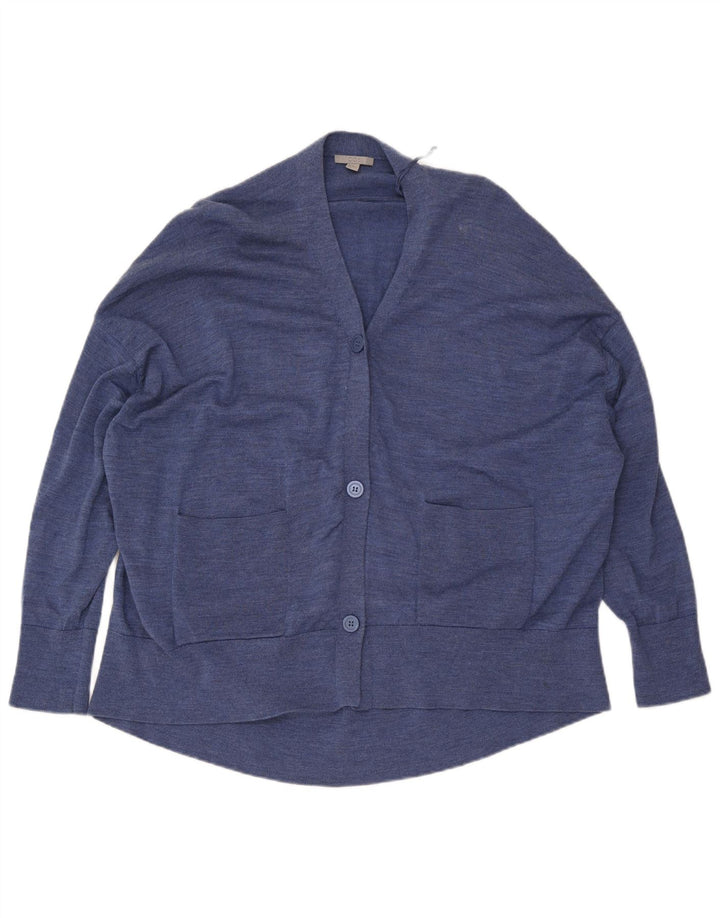 Cos Damski sweter oversize o przedłużonym fasonie, UK 14, średni niebieski, wełniany