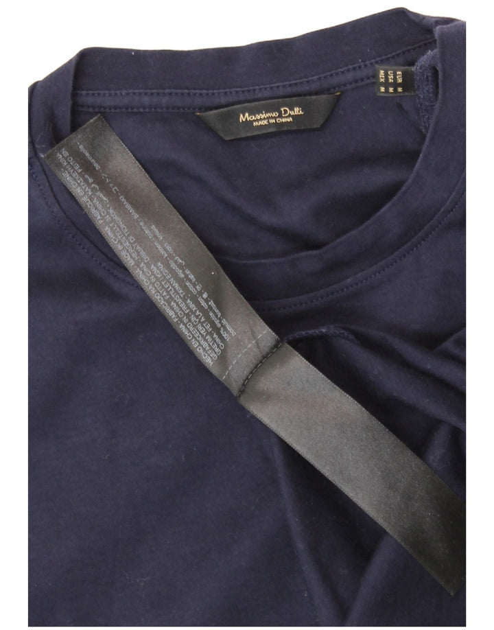 T-shirt męski Massimo Dutti Top, średni, granatowy, bawełniany