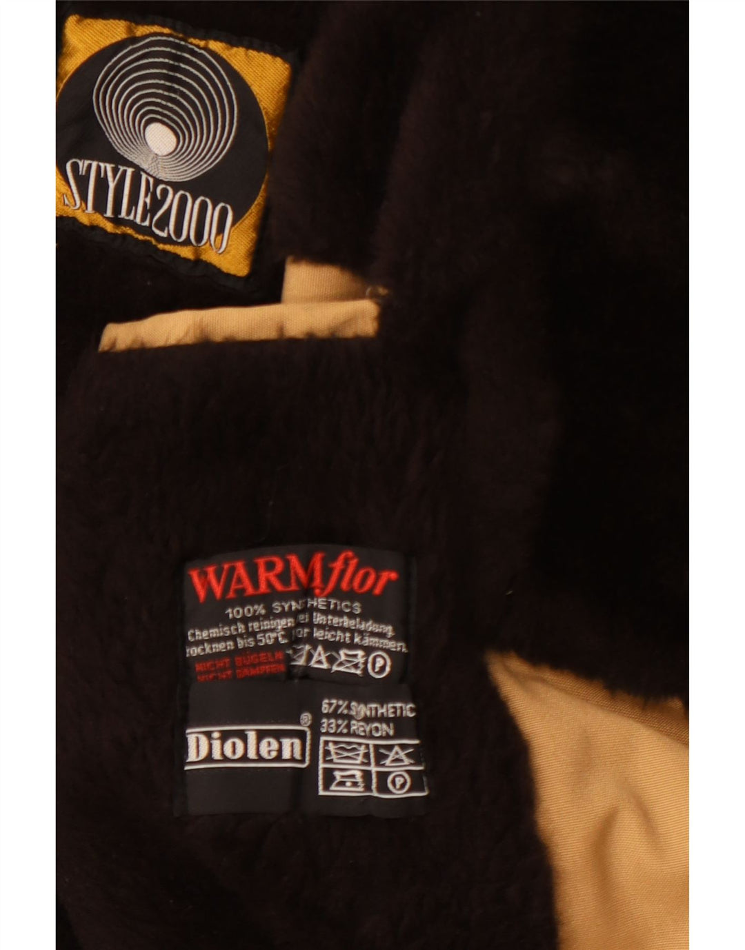 DIOLEN Męski dwurzędowy płaszcz Sherpa UK 38 Średni brązowy syntetyczny