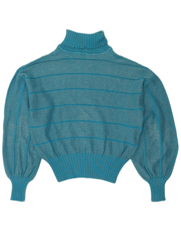 Vintage damski sweter z wywijanym dekoltem UK 16, duże niebieskie paski