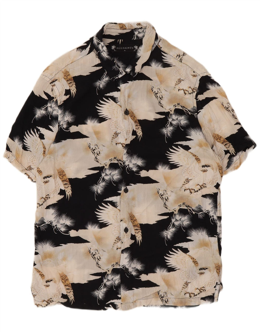Męska koszula z grafiką All Saints, średnia wielokolorowa wiskoza z blokami kolorów