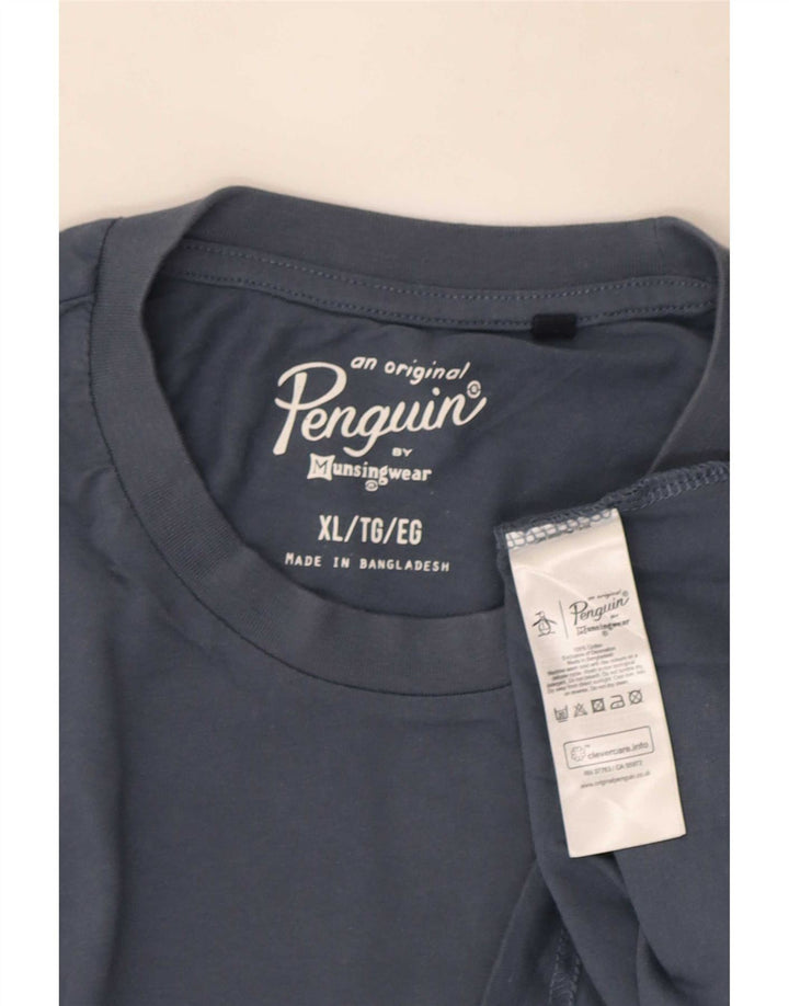 Męski top Penguin z długim rękawem XL, granatowy, bawełniany