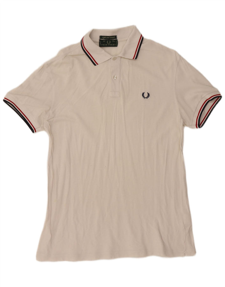 Męska koszulka polo FRED PERRY, średnia biała bawełna