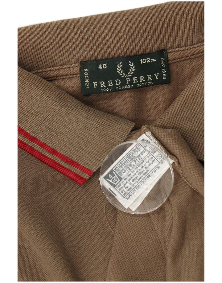 Męska koszulka polo z długim rękawem Fred Perry, średnio beżowa, bawełniana