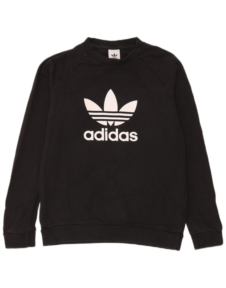 Męska bluza Adidas z grafiką, średnia czarna bawełniana