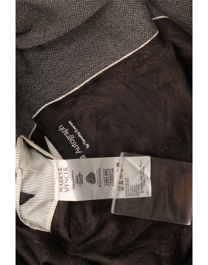 Marks & Spencer Męska marynarka z autografem, zapinana na 2 guziki, UK 46 XL, szara wełna