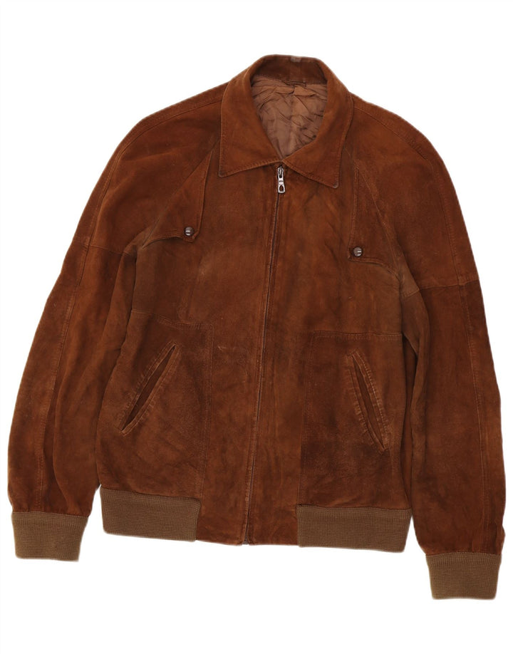 Vintage męska zamszowa kurtka bomber UK 38 średni brąz