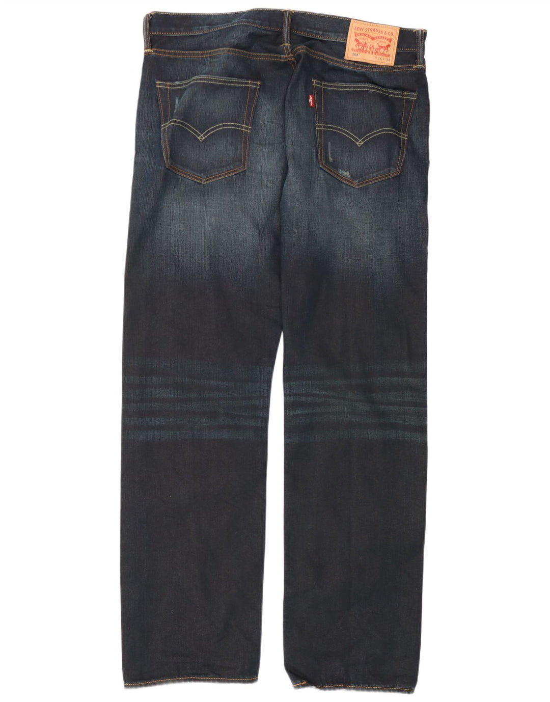 Męskie jeansy Levi's 504 w trudnej sytuacji W36 L34 Granatowa bawełna
