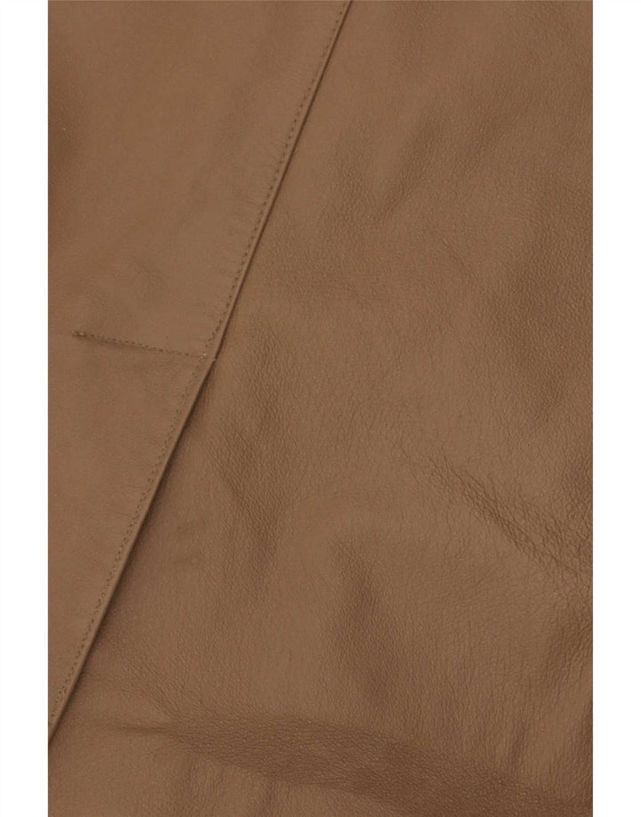 Vintage damska marynarka skórzana zapinana na 3 guziki, EU 46 XL, beżowa