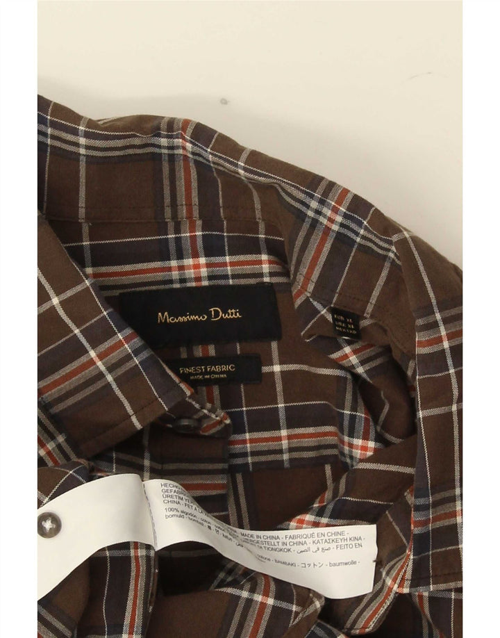 Koszula męska Massimo Dutti XL, bawełniana, brązowa krata