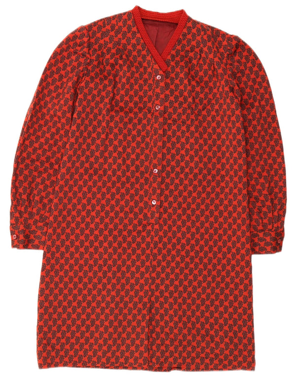 Vintage Womens Basic Dress UK 10 Small Red Geometric