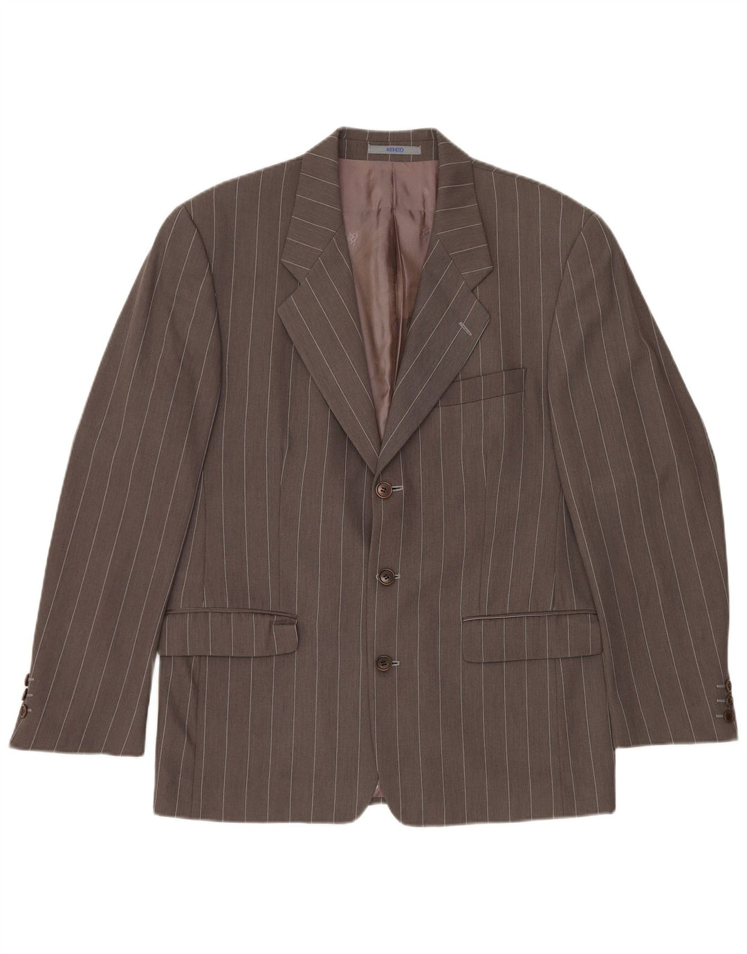 Męska marynarka KENZO zapinana na 3 guziki IT 50, duża, szara, wełniana w prążki