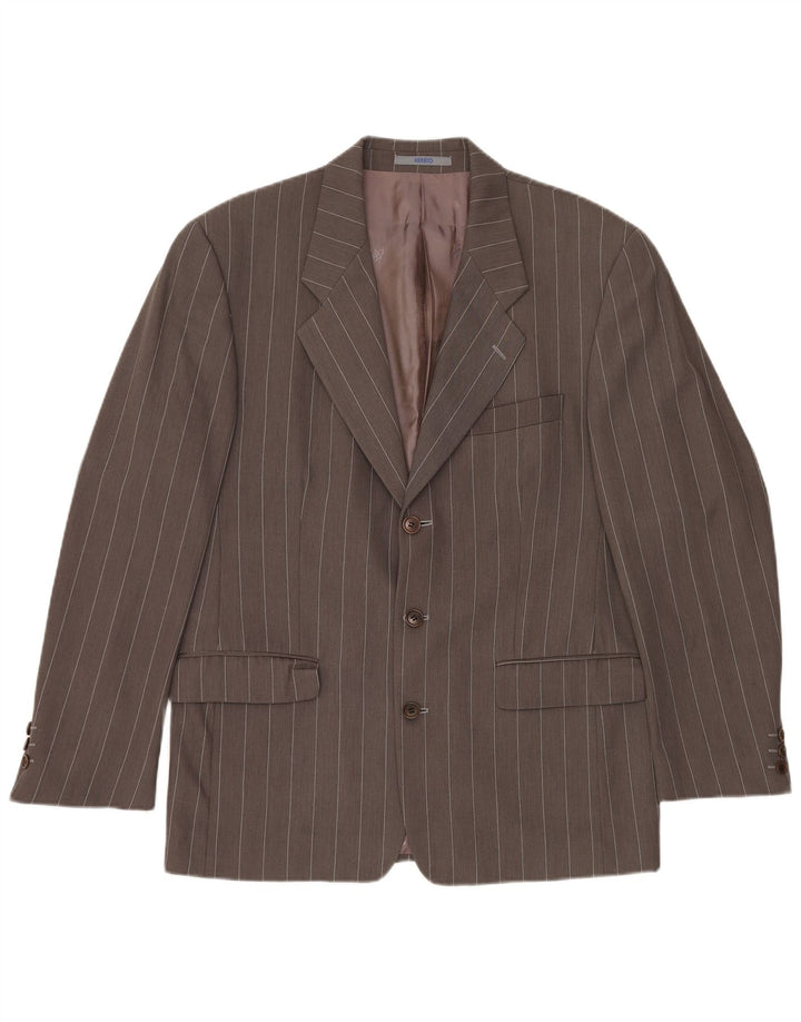 Męska marynarka KENZO zapinana na 3 guziki IT 50, duża, szara, wełniana w prążki