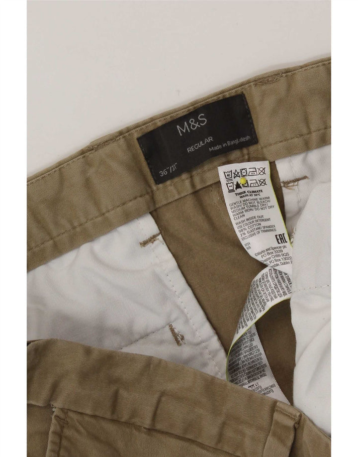 Męskie spodnie chino o regularnym kroju Marks & Spencer W36 L31, bawełna khaki