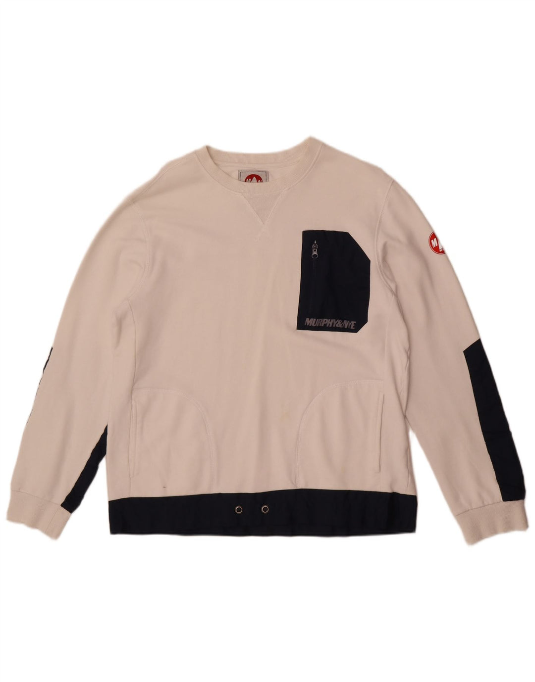 Męski sweter Murphy & Nye Sailmakers, duży, biały, z blokami kolorów