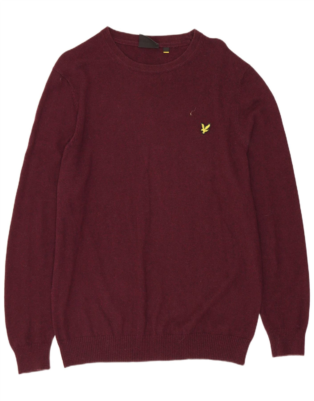 Męski sweter z okrągłym dekoltem LYLE & SCOTT, duży, bordowy, bawełniany