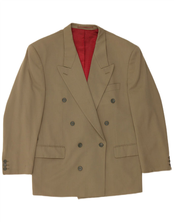 Vintage damska marynarka dwurzędowa UK 40, duża wełna khaki