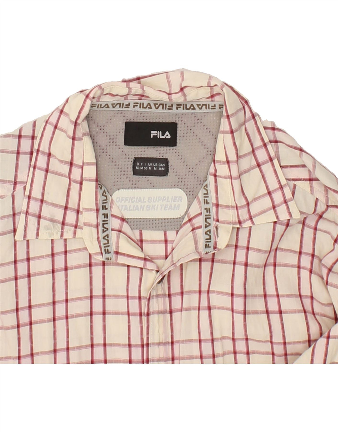 FILA Mens Shirt Medium Red Check Cotton Vintage Fila and Second-Hand Fila from Messina Hembry 