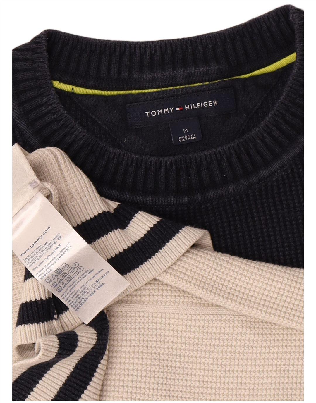 Męski sweter z okrągłym dekoltem Tommy Hilfiger w kolorze złamanej bieli