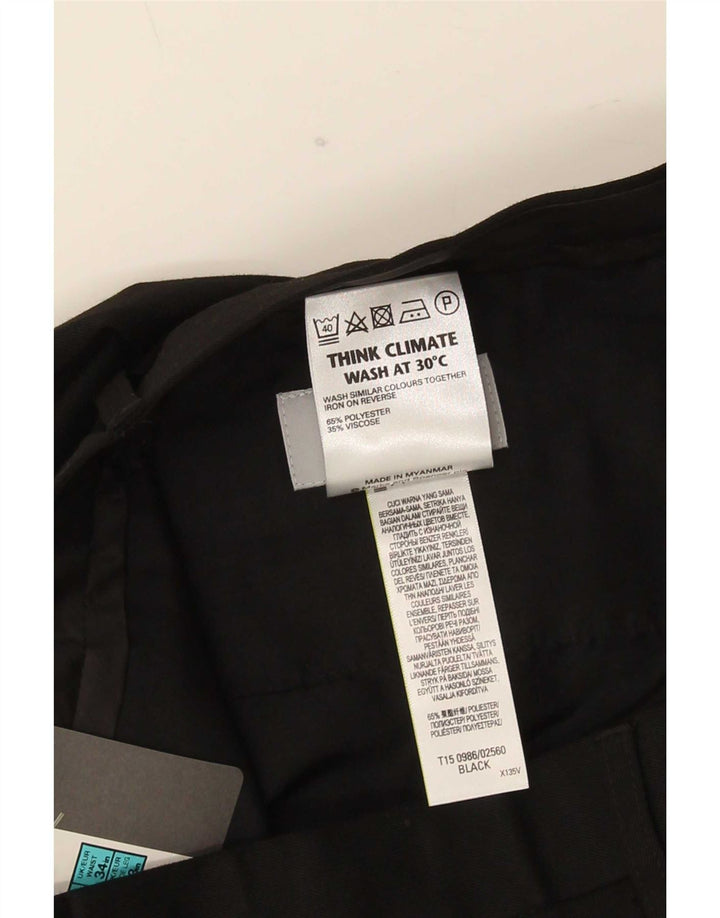 Męskie spodnie garniturowe Marks & Spencer o regularnym kroju W34 L33, czarny poliester