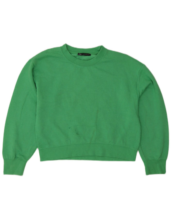 Damski sweter Zara o swobodnym kroju, UK 10, mały, zielony poliester