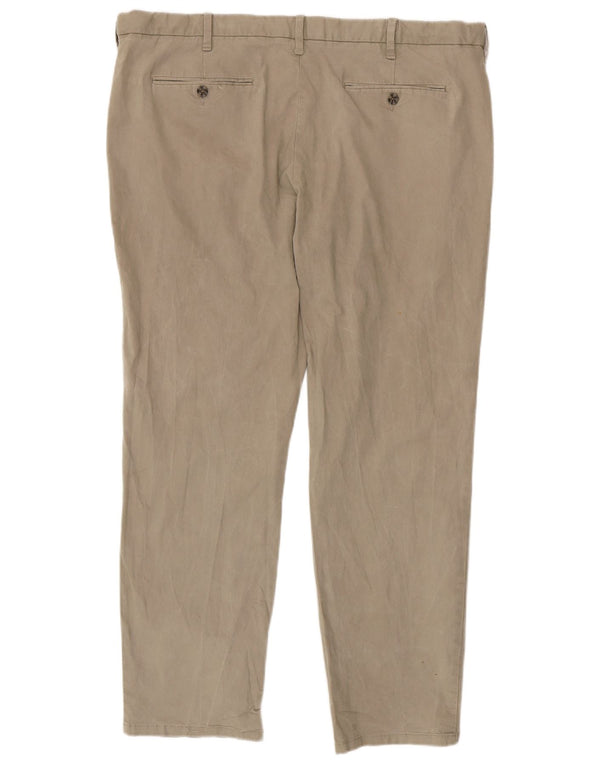 Marks & Spencer Męskie proste spodnie chino W42 L31 Beżowa bawełna