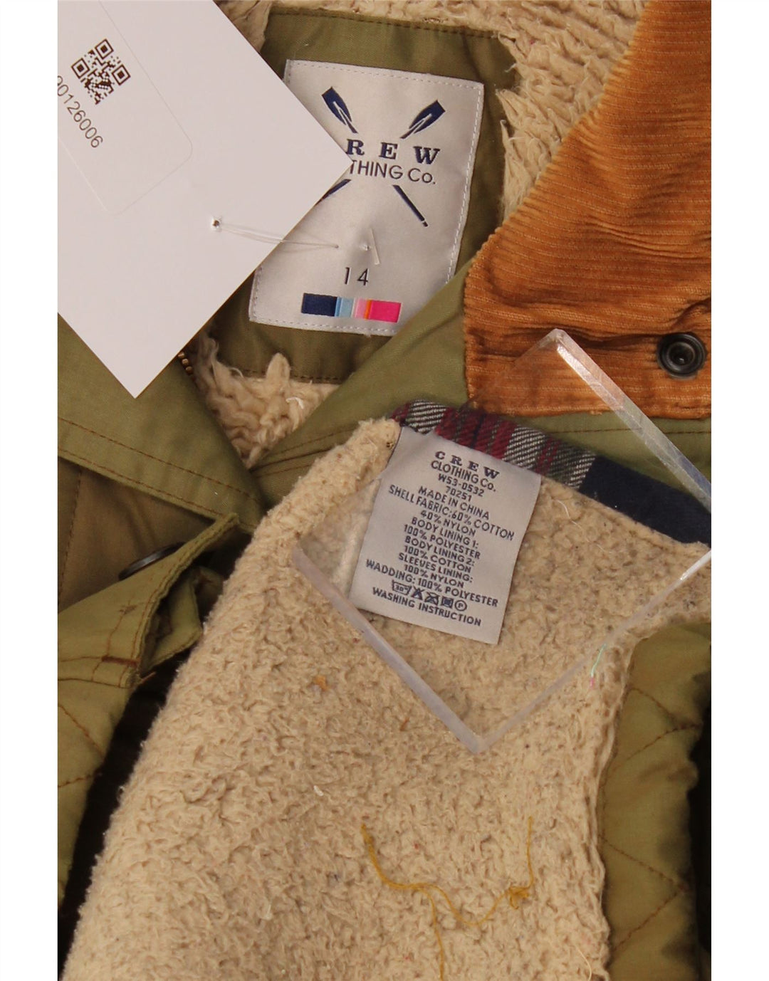 Crew Clothing Damska pikowana kurtka wojskowa Sherpa UK 14 Medium Khaki