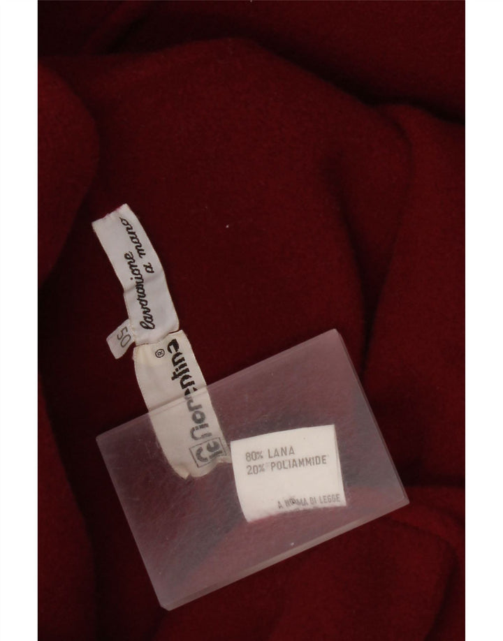 Vintage damski płaszcz oversize z podwójnymi piersiami IT 50 XL czerwona wełna