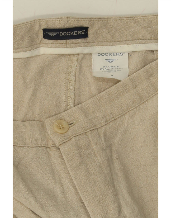DOCKERS Womens Straight Capri Trousers US 8 Medium W29 L22 Beige Linen Vintage Dockers and Second-Hand Dockers from Messina Hembry 