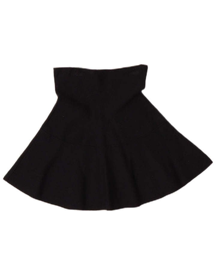 Damska spódnica w kształcie litery A z wysokim stanem, średnia W24, czarna wiskoza