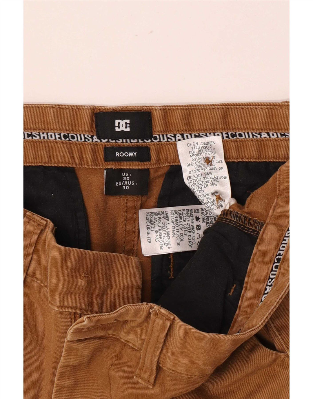 Męskie spodenki chino DC, średnie W30, beżowa bawełna