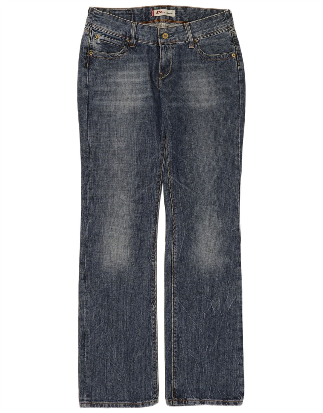 Damskie jeansy LEVI'S 570 Straight W30 L34 Niebieskie bawełniane