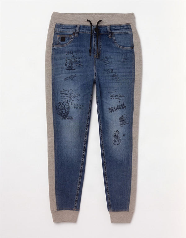 Damskie spodnie dresowe Desigual Graphic W28 L27 w kolorze niebieskim