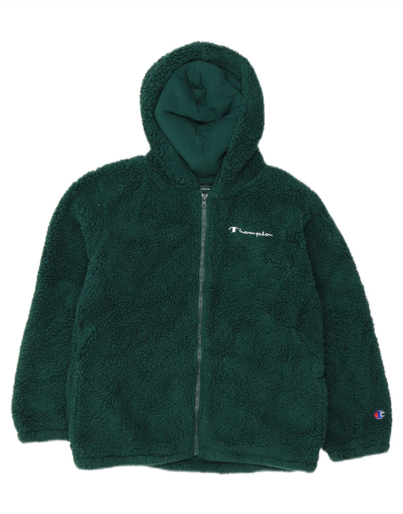 CHAMPION Womens Hooded Fleece Jacket UK 18 XL Green Polyester Vintage Champion and Second-Hand Champion from Messina Hembry 