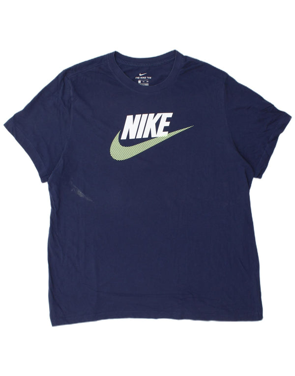 Męska koszulka z grafiką Nike, 2XL, granatowa, bawełniana
