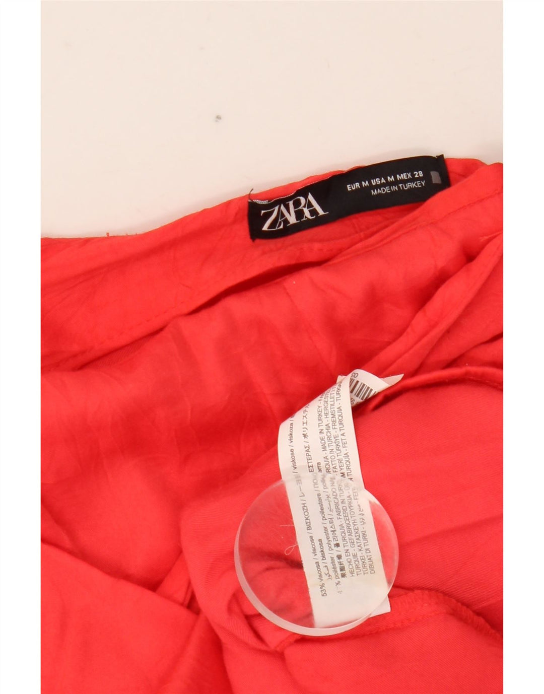 Damska asymetryczna spódnica mini Zara, średnia W28, czerwona wiskoza