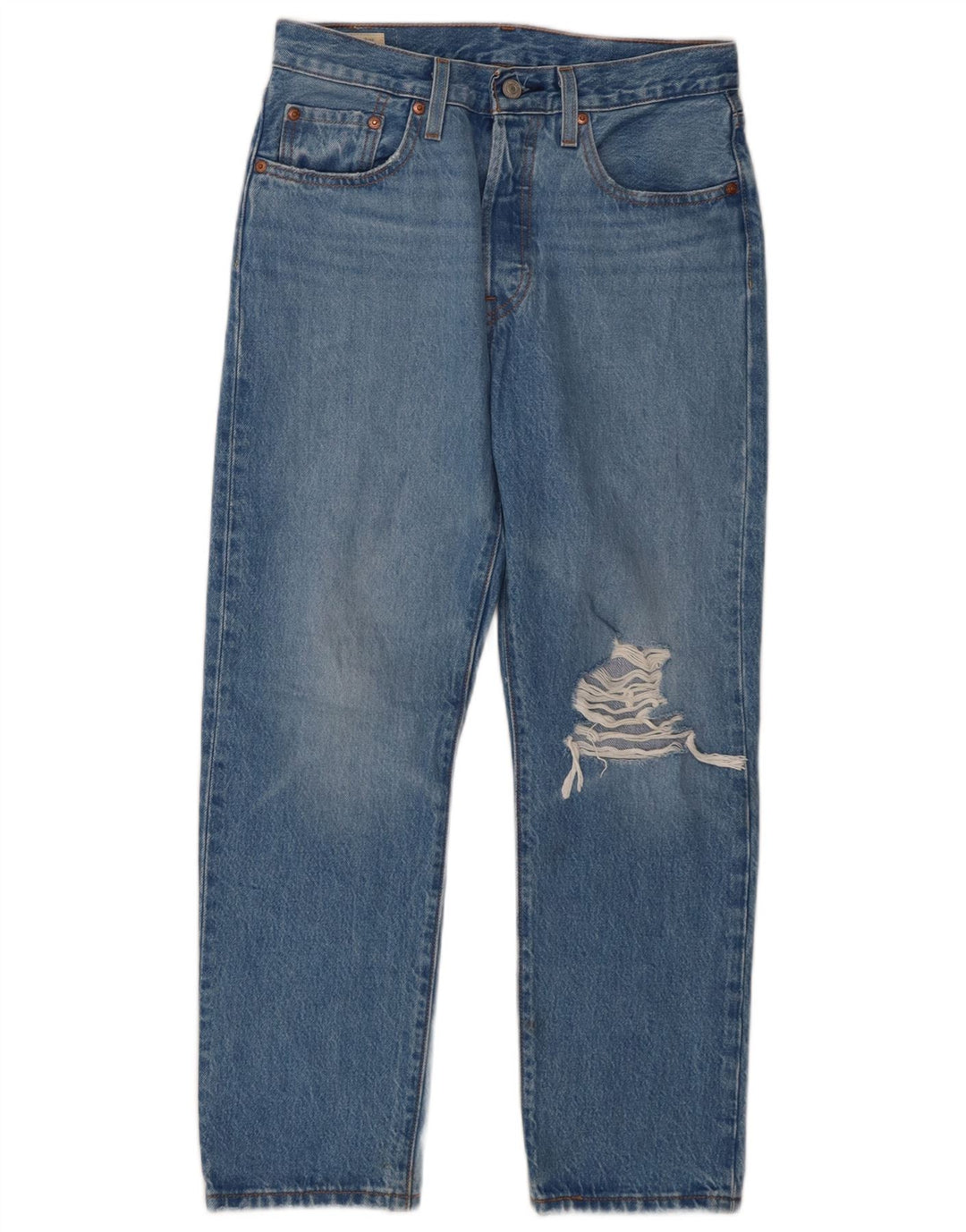 Damskie jeansy Levi's 501 w trudnej sytuacji W27 L26 Niebieska bawełna