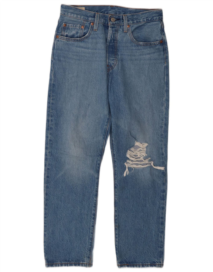 Damskie jeansy Levi's 501 w trudnej sytuacji W27 L26 Niebieska bawełna