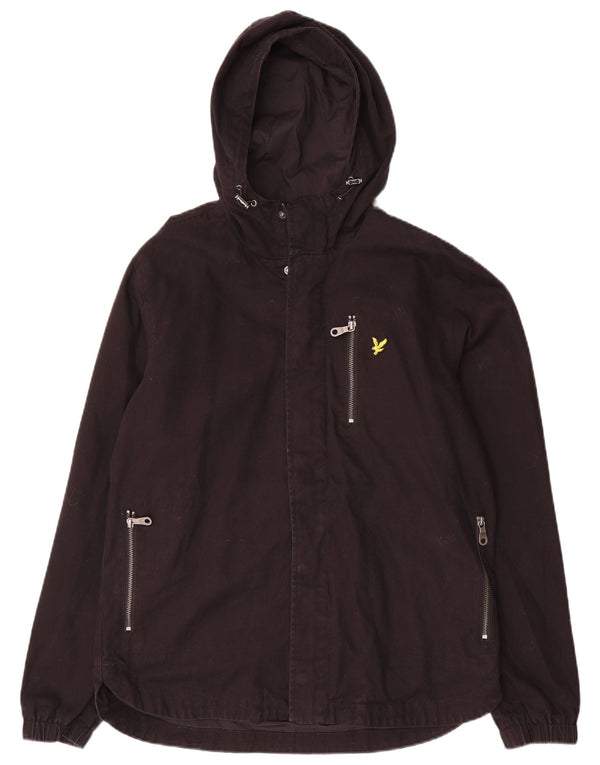Męska kurtka bomber z kapturem Lyle & Scott UK 38, średnia czarna bawełna