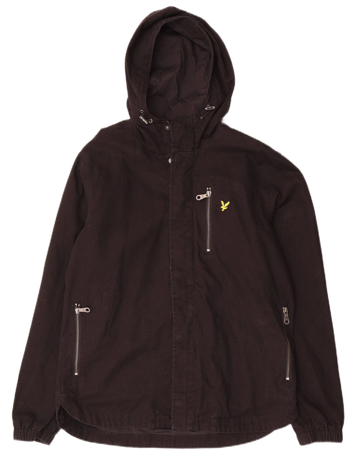 Męska kurtka bomber z kapturem Lyle & Scott UK 38, średnia czarna bawełna