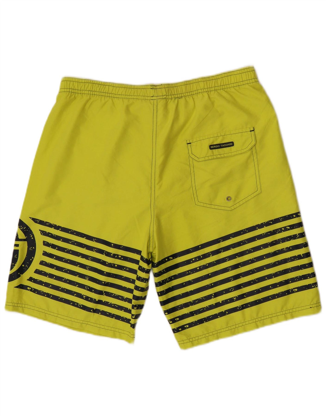 Męskie spodenki kąpielowe Sergio Tacchini z grafiką, duże, zielone, poliestrowe paski