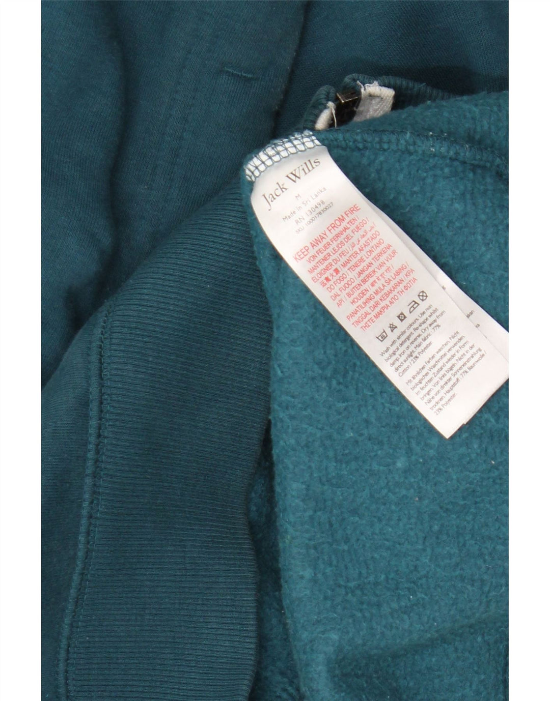 Męski sweter z kapturem i zamkiem Jack Wills, średni turkusowy, bawełniany
