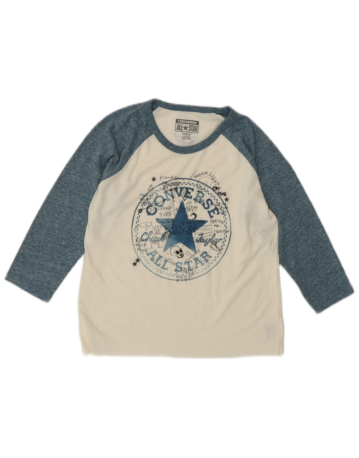 CONVERSE Damski top Chuck Taylor Graphic z rękawem 3/4, UK 6 XS, biały