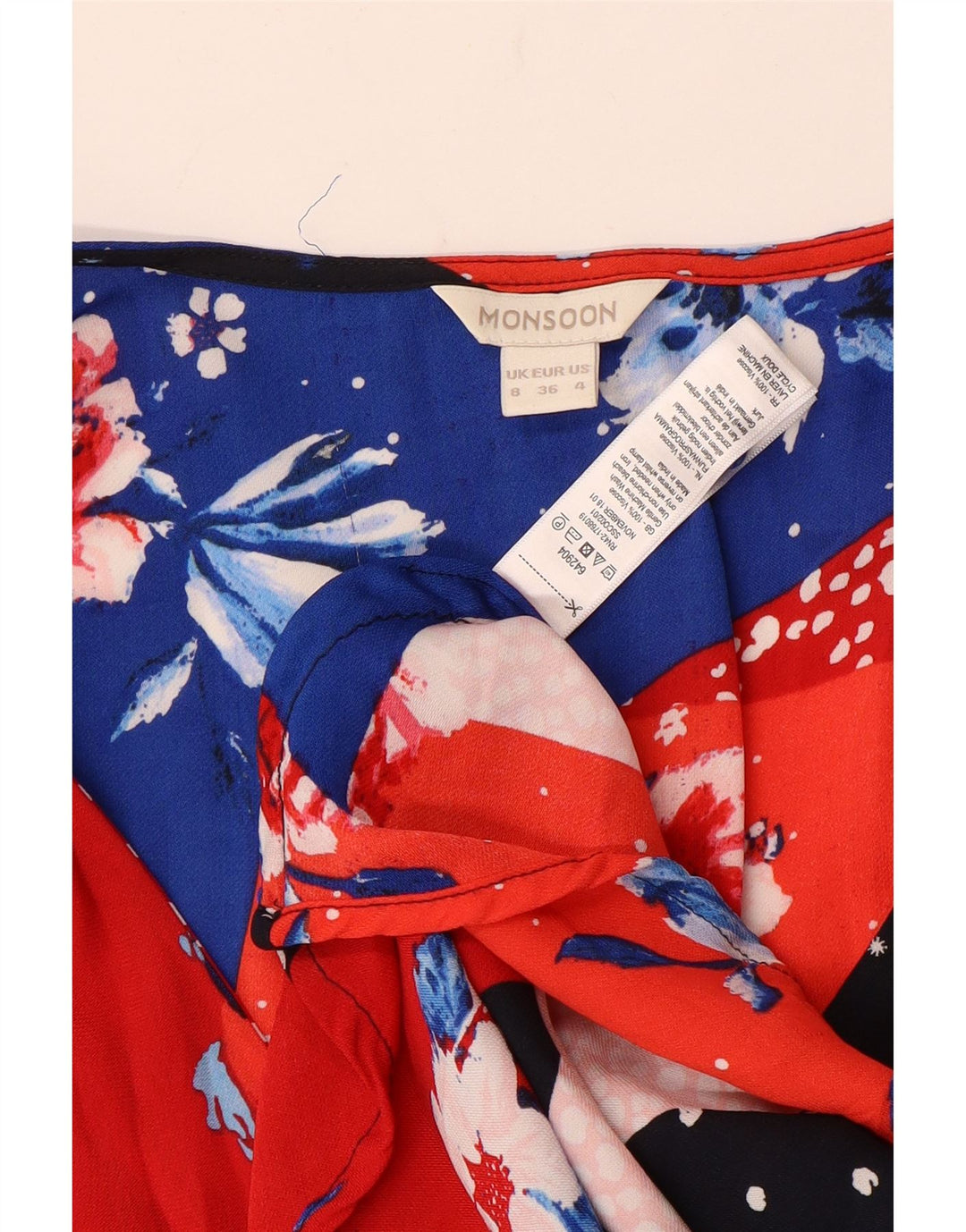 Damska sukienka maxi Monsoon UK 8 Small, wielokolorowa patchworkowa wiskoza