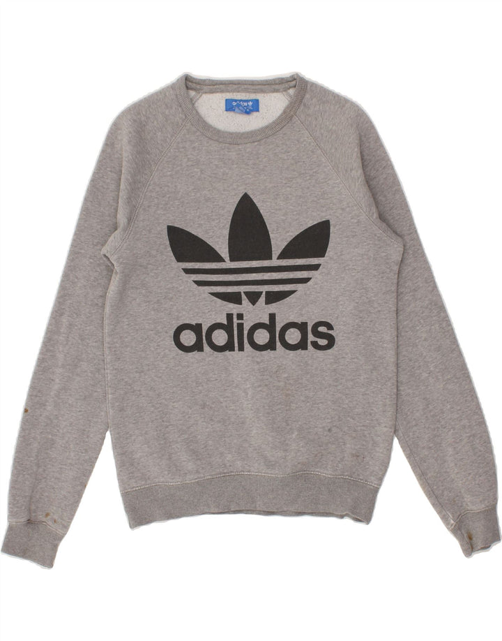 ADIDAS Mens Graphic Sweatshirt Jumper XS Grey Cotton Vintage Adidas and Second-Hand Adidas from Messina Hembry 